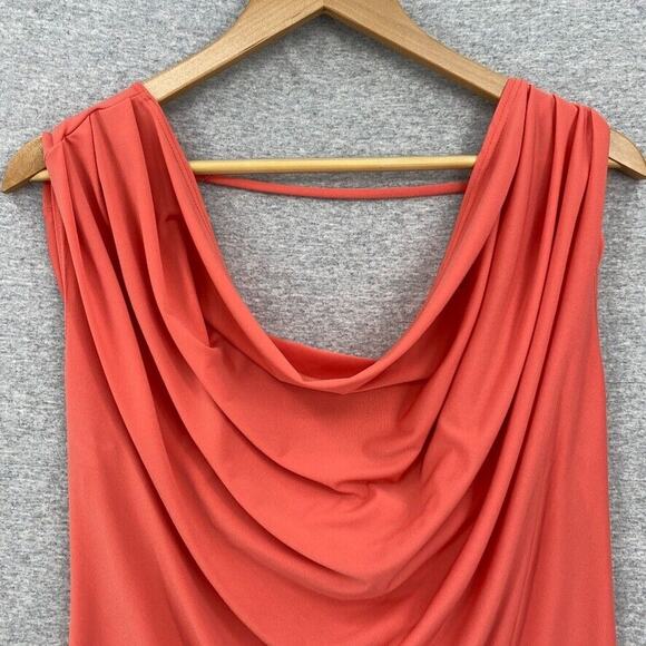 Fredericks of Hollywood Top Womens Small Peach Draped Blouse Career Sleeveless - Picture 4 of 10